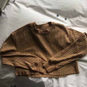 Tan long sleeve cropped top